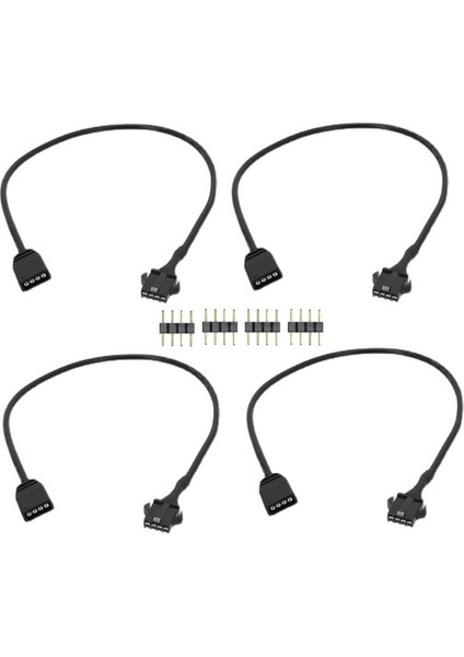 4 Adet Rgb Uzatma Kablosu 12V 4 Pin - Sm 4 Pin Dişi Argb Konnektör Adaptörü Bilgisayar Fanı Anakart LED Şerit (Yurt Dışından)