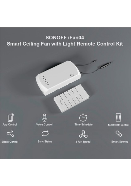 2x IFAN04-L Wifi Tavan Vantilatörü ve Işık Anahtarı Kontrol Cihazı 110-240V App 433MHZ Rf Uzaktan Kumanda Alexa Için (Yurt Dışından)