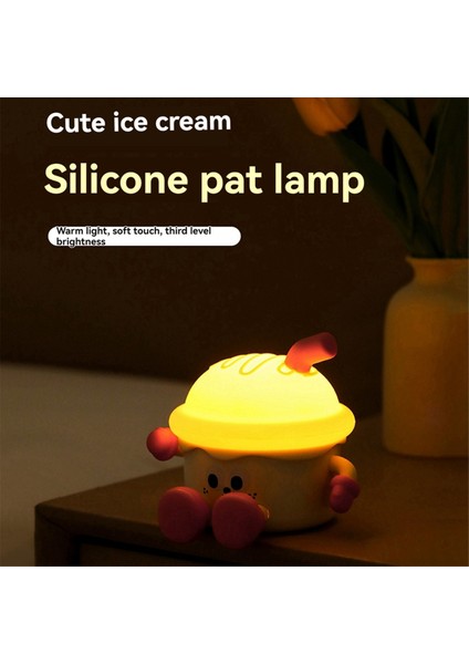 Doğum Günü Pastası Gece Lambası Süsü Başucu Lambası Sensörü Pat Sevimli Hediye Kız Arkadaş Çocuklar Için Beyaz (Yurt Dışından) modelleri