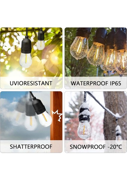 30'lu Paket Dış Mekan Ampul Dizisi, Su Geçirmez S14 Yedek Ampul, E26 Taban Sıcak Beyaz (Yurt Dışından) modelleri