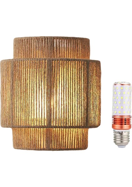Japon Wabi-Sabi Retro Rattan Dokuma Duvar Lambası LED Aplikler E27 Ampullü Oturma Odası Yatak Odası Başucu Koridor (Yurt Dışından)