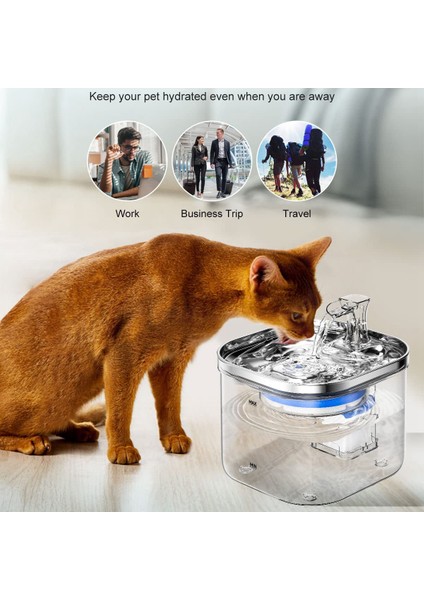 Kedi Su Çeşmesi, 68OZ/2L 304 Paslanmaz Çelik Kedi Çeşmesi Kabı, Sessiz Elektrikli Otomatik Evcil Hayvan Dağıtıcısı (Yurt Dışından) modelleri