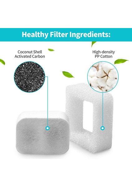 Seramik Kedi Çeşmesi Yedek Filtresi, 16 Karbon Filtre ve 4 Köpük Filtre, Tritone / Fiumi Için Uygun (Yurt Dışından)