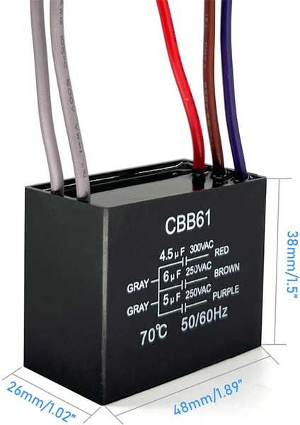 Tavan Vantilatörü Çekme Zinciri Anahtarı 3 Hızlı 4 Kablo, Kondansatör CBB61 4.5uf + 6uf 5uf 5 Kablolu 250V,A (Yurt Dışından)