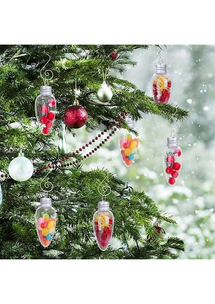 Noel Şeffaf Plastik Ampul Şeklinde Süsler Ev Partisi Dekoru Için Xmas 10 Adet (Yurt Dışından)