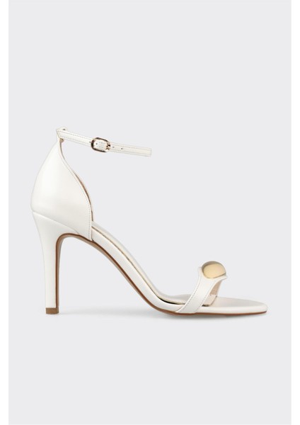 Beyaz Kadın Topuklu Sandalet