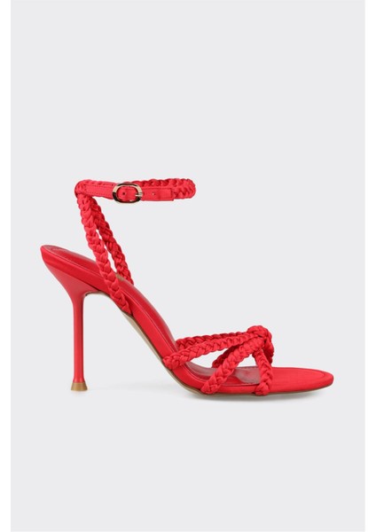 Kırmızı Kadın Topuklu Sandalet