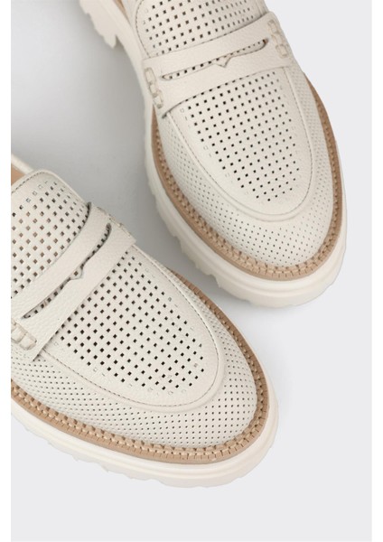 Ekru Deri Kadın Günlük Ayakkabı indirimleri