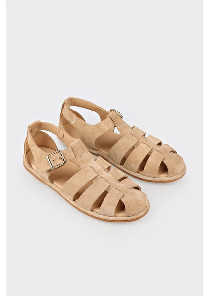 Bej Deri Kadın Düz Sandalet fiyatları
