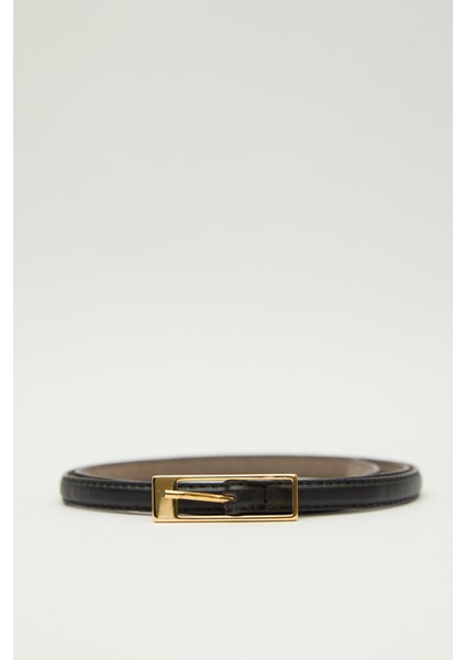 Dikdörtgen Tokalı Ince Kemer Siyah fırsatları