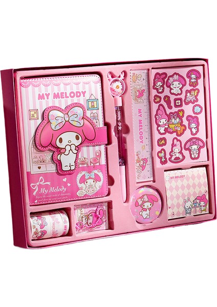 Sanrio My Melody Anime Kawaii Kalem Defter Cetvel Kırtasiye Seti Sevimli Karikatür Siyah Pirinç Çıkartmalar Çocuk Okul Hediyeleri Oyuncaklar (Yurt Dışından)