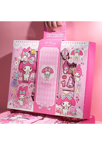 Sanrio My Melody Anime Kawaii Kalem Defter Cetvel Kırtasiye Seti Sevimli Karikatür Siyah Pirinç Çıkartmalar Çocuk Okul Hediyeleri Oyuncaklar (Yurt Dışından) modelleri