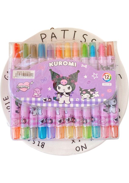 12 Adet Sanrio Doodle Kalem Kuromi My Melody Cinnamonroll Döner Ölçeklenebilir Renkli Pastel Boya Karikatür Doodle Kalem Çizim Çocuk Marker (Yurt Dışından)