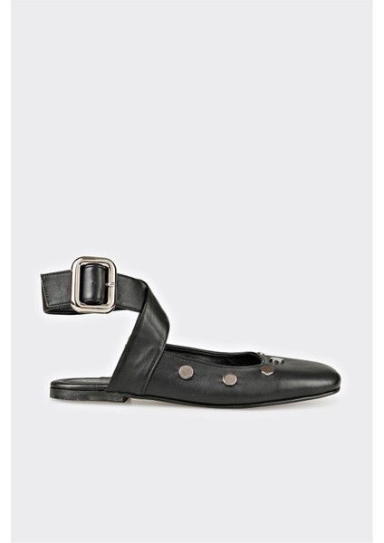 Siyah Deri Kadın Günlük Ayakkabı