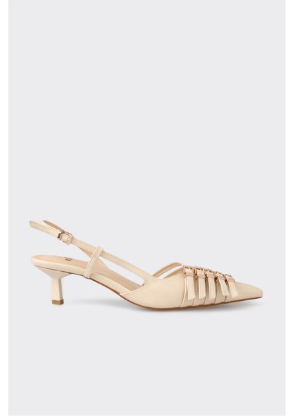 Ekru Kadın Topuklu Ayakkabı