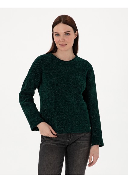 Kadın Koyu Yeşil Oversize Kazak 50290610-VR079