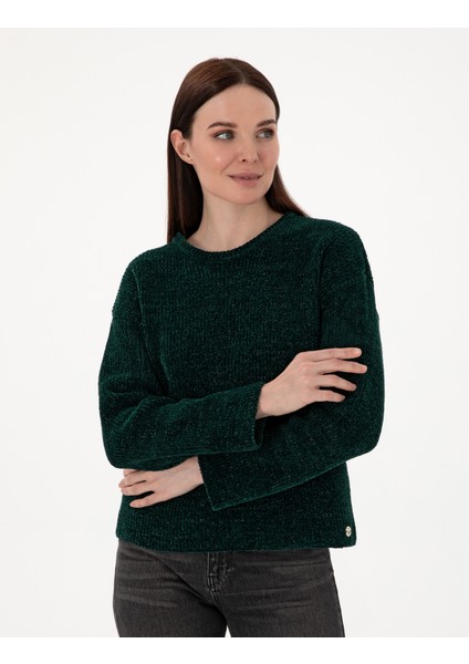 Kadın Koyu Yeşil Oversize Kazak 50290610-VR079 modelleri