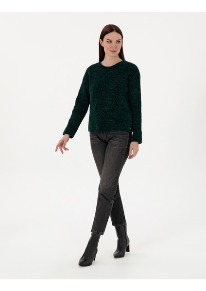 Kadın Koyu Yeşil Oversize Kazak 50290610-VR079 fırsatları