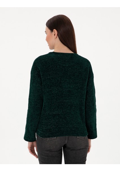 Kadın Koyu Yeşil Oversize Kazak 50290610-VR079 indirimleri