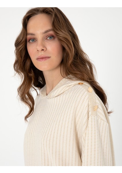 Kadın Krem Comfort Fit Sweatshirt 50301468-VR071