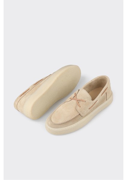 Ekru Deri Kadın Günlük Ayakkabı modelleri