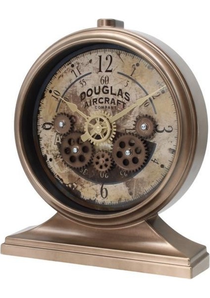 Premium Serisi Antik Eskitme Kadranlı Döner Çarklı 32X28 cm Ev ve Ofis Masa ve Duvar Saati Rakamlı Bronz fiyatları