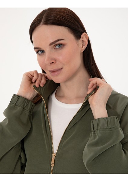 Kadın Haki Comfort Fit Örme Hırka 50301345-VR027