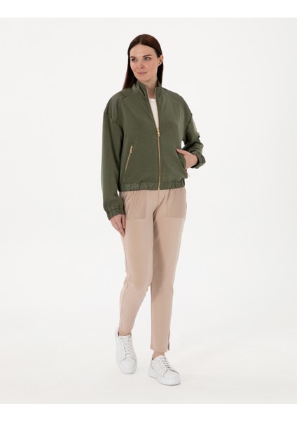 Kadın Haki Comfort Fit Örme Hırka 50301345-VR027