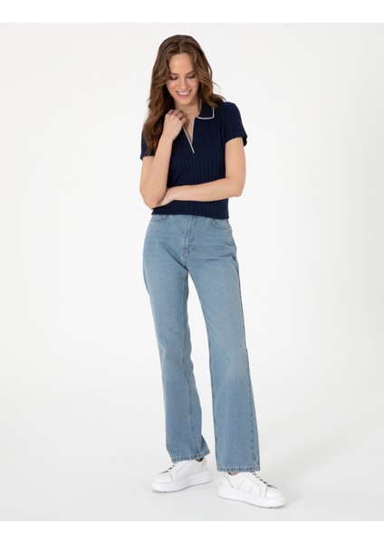 Kadın Lacivert Slim Fit Basic Tişört 50306039-VR033 indirimleri