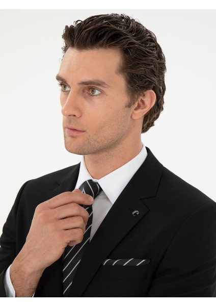 Erkek Siyah Slim Fit Klasik Takım Elbise 50310167-VR046