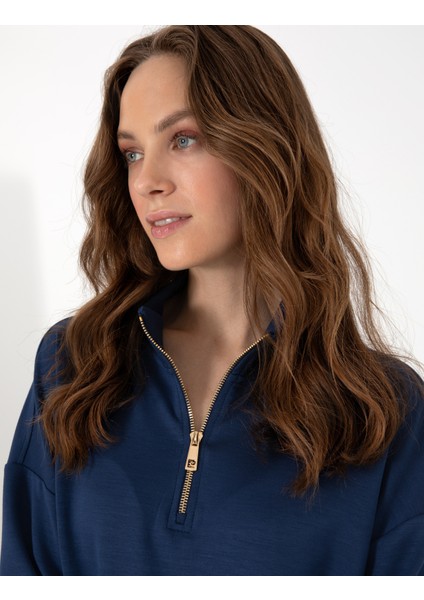 Kadın Lacivert Regular Fit Modal Kumaş Sweatshirt 50308116-VR033