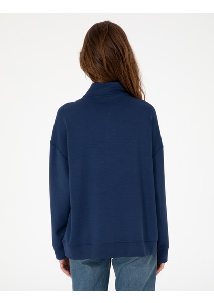 Kadın Lacivert Regular Fit Modal Kumaş Sweatshirt 50308116-VR033