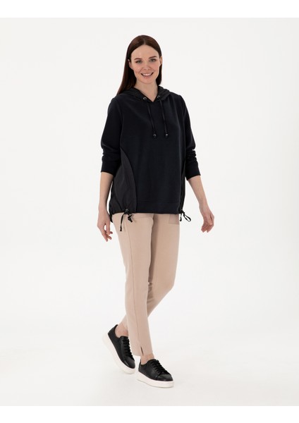 Kadın Siyah Comfort Fit Sweatshirt 50306841-VR046 fırsatları