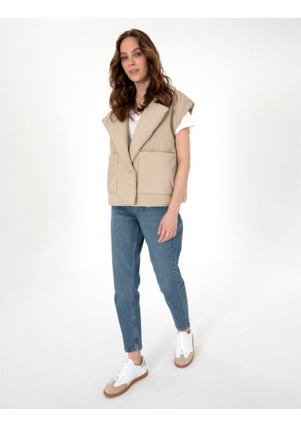 Kadın Kum Crop Top Yelek 50300907-VR085