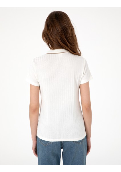 Kadın Ekru Slim Fit Basic Tişört 50306039-VR019 indirimleri