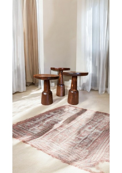 Wood Ahşap 3’lü Set Ürgüp Mantar Yan Sehpa / Kestane Renk / Zigon Sehpa Vernikli fiyatları