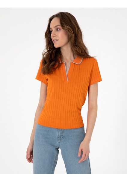 Kadın Turuncu Slim Fit Basic Tişört 50306039-VR051 modelleri
