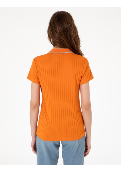 Kadın Turuncu Slim Fit Basic Tişört 50306039-VR051 indirimleri