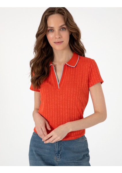 Kadın Kırmızı Slim Fit Basic Tişört 50306039-VR030