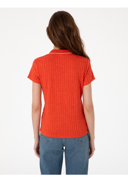 Kadın Kırmızı Slim Fit Basic Tişört 50306039-VR030 indirimleri