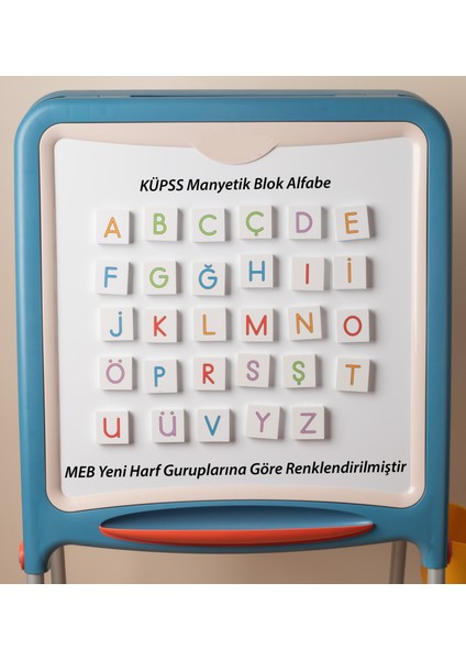 Manyetik Renkli Harf Blokları - Alfabe - Meb Yeni Harf Gruplarına Göre Eğitici Oyuncak