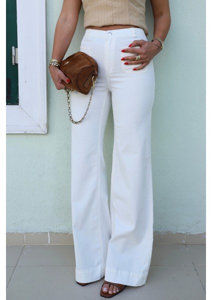 Ekru Ön Cep Detay Pantolon fiyatları