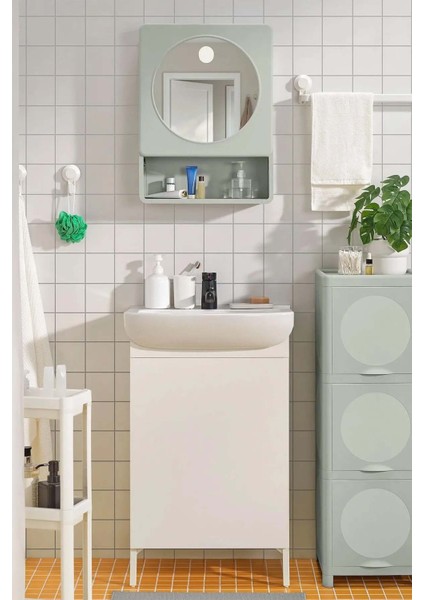 Aynalı Banyo Duvar Dolabı Raflı 44X59CM Plastik Dolap LA008 modelleri