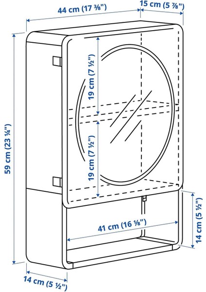 Aynalı Banyo Duvar Dolabı Raflı 44X59CM Plastik Dolap LA008 fırsatları