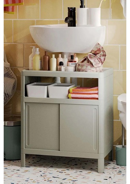 Lavabo Altı Kapaklı Dolap Banyo Dolabı Plastik 50CM Yükseklik LA004