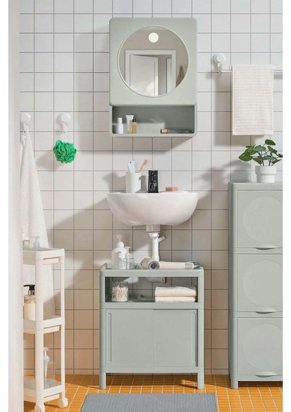 Lavabo Altı Kapaklı Dolap Banyo Dolabı Plastik 50CM Yükseklik LA004 modelleri