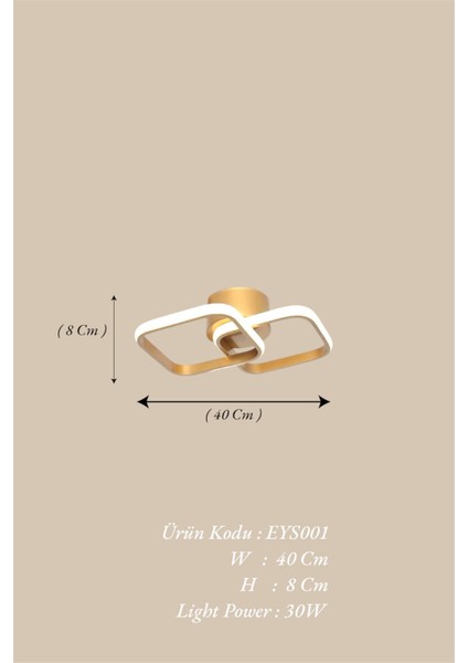Modern Eskitme Gold Ikili Kare Tek Renk (Beyaz&sarı&günışığı) LED Avize modelleri