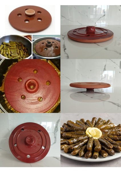 Sarma Taşı Kapağı -Çömlek Delikli Taşı Yaprak Sarma Güveç Kahverengi Kapak 19 cm