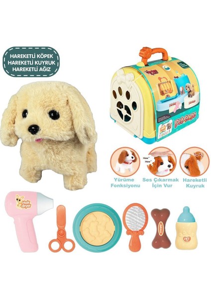 JND-3615 Taşıma Çantalı Hareketli Pilli Köpek Set (Pet Shop) -Vardem Oyuncak