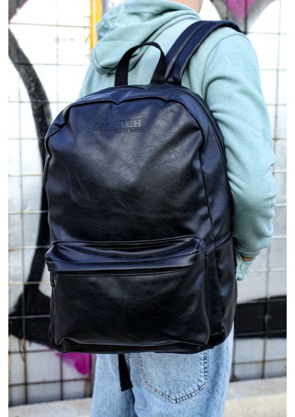 Bartiniavm CNT006 Cilt Deri Erkek Sırt Çantası Sıyah